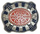 Vintage Aztec Belt Buckle Tribal Turtle Lizard, Pewter, 1996, Bergamot J-256 USA