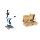 DREMEL 220 Complemento Work Station + Dremel 26150660JA Set 7 Frese da Legno