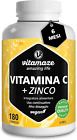 Integratore Vitamina C Pura 1000 Mg Alto Dosaggio + Zinco, Per 6 Mesi, 180 Cps