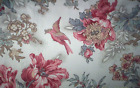 Bird, poppy, rose vintage curtains country house 82"d x 95"w