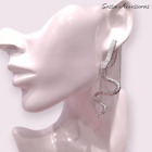 Silver Snake Serpent Earrings Draped hanging