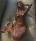 7" Rustic Cast Iron Nautical Mermaid Statue Paperweight Figurine