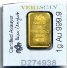 Lingotto oro Gold Ingot bar 1 gram pure gold - 999.9 24k : PAMP SUISSE Veriscan