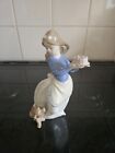 Lladro Nao Puppy s Birthday 1045 Girl W Cake & Dog Figurine Spain 1987