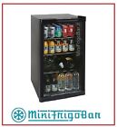 Mini Frigo con Anta in Vetro Bar Vetrinetta per Bibite Vetrina Nero da Porta x