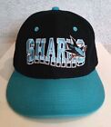 SAN JOSE SHARKS Logo Vintage Y2K Retro Snapback TISA Cap Hat Black Turquoise NHL