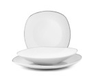 Servizio piatti Versailles 18 pezzi H&H Porcellana Bianco | Filo Platino | Nuovo