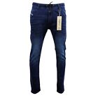 Uomo Denim Jeans Slim Sbiadito Casual Cotone N Jogg Stretch Pantaloni Tuta Blu