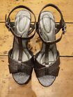 QVC Ruth Langsford Leather Heeled Sandal Pewter Size 8 UK EU 42 RRP £90