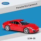 WELLY SUPERCAR-MODELLINO AUTO PORSCHE CARRERA 911 S 1:34-39 ROSSO DIE-CAST METAL