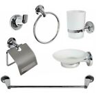 SET BAGNO MODERNO IN ACCIAIO CROMATO E VETRO SATINATO 6pz ACCESSORI ARREDO 69984