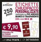 250 CHIUDIPACCO PERSONALIZZATI ETICHETTE ADESIVE BOLLINI CHIUDIBUSTA