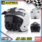 CASCO ACERBIS JET ARGENTO NERO MOTO URBAN TRIAL CROSS UFO SCOOTER VISIERA FUMÉ