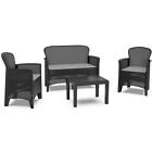 Set Salotto da Giardino 4 Persone Design Rattan con Cuscini - Antracite JUN6043