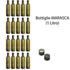 20 bottiglie in vetro Bottiglia Marasca per Olio liquori 1 Litro + Tappi a Vite