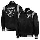 Black/Silver Las Vegas Raiders Prime Time Varsity Satin Jacket