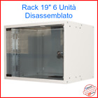 ARMADIO RACK 19   6 Unità Server Lan Da Assemblare Parete Case CAT6 hp dvr Vetro