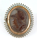 ANTIQUE GRAND TOUR HARDSTONE CAMEO ROMAN SOLDIER BROOCH