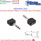 Adattatore Jack Da Spina 6,3mm Stereo a 2 Prese Jack 3,5 Stereo