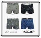 Stock 4 BOXER uomo pack mutande in cotone elasticizzato multicolori fantasia