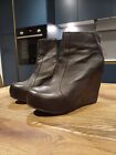 Jeffrey Campbell Pixie Leather  Wedge Zip Ankle Boots UK 6 Black