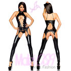 Catsuit PVC lucida effetto Wetlook Reggicalze Perizoma Gambali Catenelle Saresia