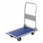 Carrello con manico pieghevole portapacchi 4 ruote portata 150kg blu e grigio