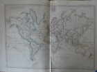 Carte  issue atlas general Dussieux planisphere / mappemonde vers 1850