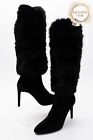 RRP€936 GIUSEPPE ZANOTTI Velour & Rabbit Fur Knee Boots US8 UK5 EU38 Pull On