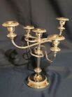 CANDELABRO 5 BRACCIA PORTA CANDELE - PLACATO CON DECORAZIONE VINTAGE