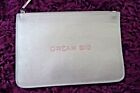 LANCOME PARIS DREAM BIG LARGE MAKE-UP COSMETIC BAG SILVER  9.5" X 6.5" BRAND NEW