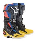 Stivali Uomo Alpinestars Tech 10 Nero Giallo Blu Rosso Motocross Enduro Mx Boot