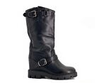 SCARPE Donna Stivali Anfibi Stivaletti bassi biker boots Motociclista fibbie C69