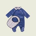 ARMANI SET Tutina in ciniglia neonato denim collo tondo+bavetta logata 3 6 mesi