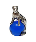 FERMACARTE PANTERA *CARTIER_ ARGENTO STERLING 925 E SFERA CRISTALLO BLU_PZ UNICO