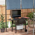 Outsunny BBQ Grillwagen mit Deckel und Ablagen Metall Schwarz Smoker Camping