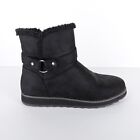 Skechers Women s Size UK 7 Black Faux Suede Fur Lined Winter Ankle Biker Boots