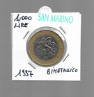 moneta San Marino da 1000 Lire del 1997 bimetallica