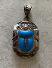 Sterling Silver Vintage Scarab beetle pendant Argento Scarabeo Ciondolo