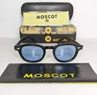 OCCHIALI STILE MOSCOT T 46 BLACK FRAME, BLUE LENSES