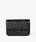 Chanel Black Chevron Quilted Crinkled Calfskin Leather SO Black 224 2.55 Reissue