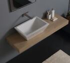 Lavandino Lavabo Appoggio/Sospeso Rettangolare Pietra Bianco in Ceramica 60x40cm