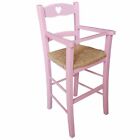 Seggiolone bimbo legno paglia colore rosa casa pizzeria ristorante