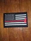 US Flag Thin Red Line Patch for Firefighters and Paramedics, Vigili del fuoco