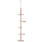 PawHut Tiragraffi per Gatti a Soffitto con Altezza Regolabile 230-260cm Beige