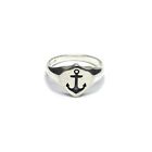 Sterling Silver Men Signet Ring Anchor Solid Genuine Hallmarked 925 Comfort Fit