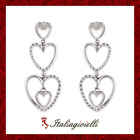 Scintillanti Orecchini Trilogy Cuori Donna in Argento 925 rodiato Oro Bianco