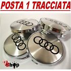 4 TAPPI COPRIMOZZO Per AUDI A1 A3 A4 A5 A6 Q5 CERCHI STEMMA BORCHIE 60mm ARGENTO