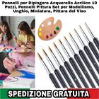 10 Pennelli per Dipingere Acquerello Acrilico, Pittura per Modellismo, Unghie...