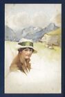 f911  CARTOLINA ILLUSTRATORE WOMAN CENSURA INGLESE 1918++++